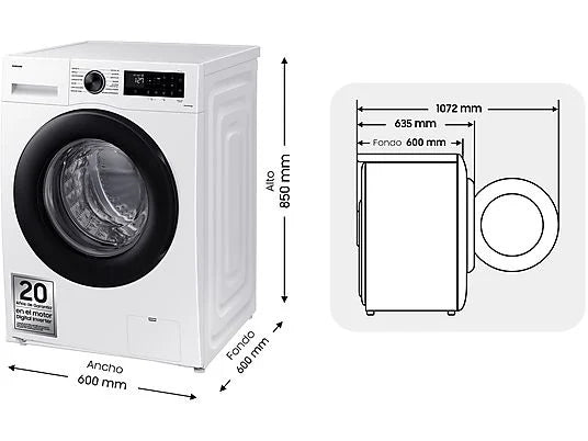Samsung WW90CGC04DAEEC lavadora de carga frontal 9kg a Blanco