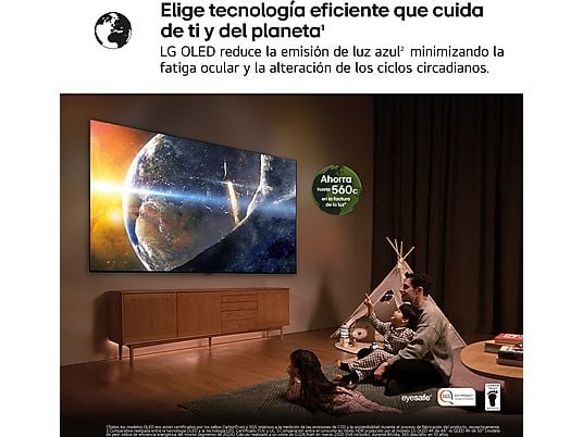 TV OLED 65 - LG OLED65C55LA, OLED 4K, Procesador Inteligente α9 AI Processor 4K Gen8, Smart TV, DVB-T2 (H.265), Negro