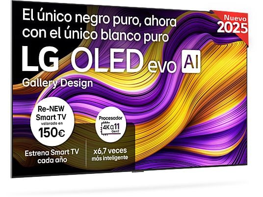 TV OLED 77" - LG OLED77G54LW, OLED 4K, Procesador Inteligente α11 AI Processor 4K Gen2, Smart TV, Rocky Black