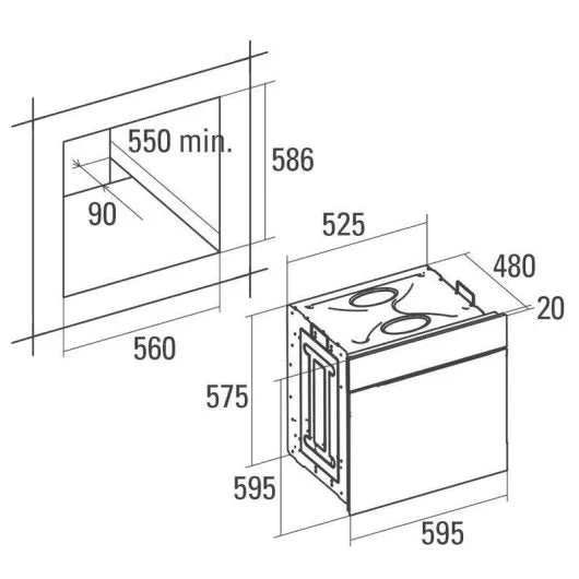 Horno Multifunción Cata CM 760 AS 59L 60cm Hidrolítico A Puerta Fría Negro