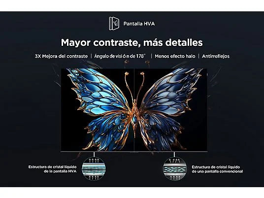 TV QLED 75 - TCL 75P7K, UHD 4K, AiPQ Processor, Smart TV, DVB-T2, 60 Hz, Pantalla HVA, Dolby Atmos, Negro