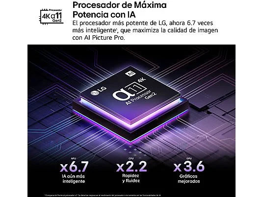 TV OLED 77" - LG OLED77G54LW, OLED 4K, Procesador Inteligente α11 AI Processor 4K Gen2, Smart TV, Rocky Black