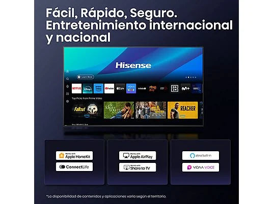 TV LED 50" - Hisense 50A6Q, UHD 4K, Quad Core/MT9603, IA 4K Upscaler, Modo Juego Plus, Control por voz, Negro
