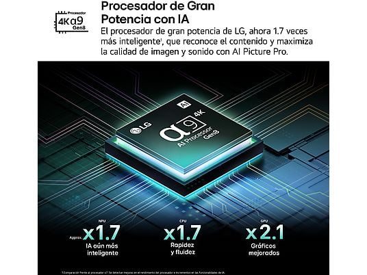 TV OLED 55 - LG OLED55C55LA, OLED 4K, Procesador Inteligente α9 AI Processor 4K Gen8, Smart TV, DVB-T2 (H.265), Negro