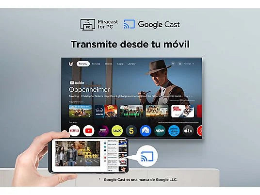 TV QLED 55" - TCL 55P7K, UHD 4K, AiPQ Processor, Smart TV, DVB-T2, 60 Hz, Pantalla HVA, Dolby Atmos, Negro