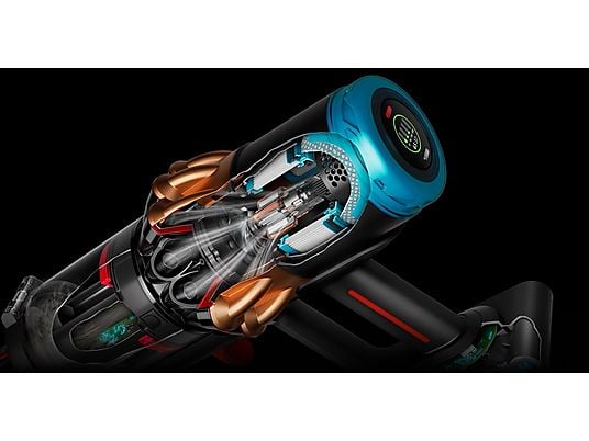 Aspirador escoba - Dyson V16 Piston Animal™, Potencia succión 315 AW, Autonomía 70 min, Antienredos, Black/Cooper
